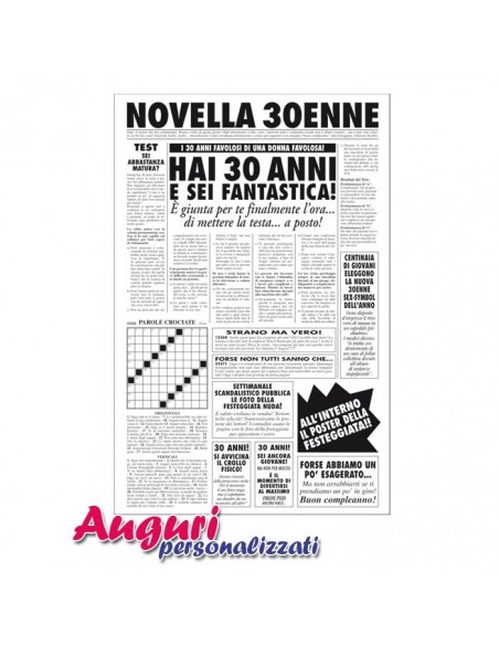 Giornale di auguri per i 30 anni di lui